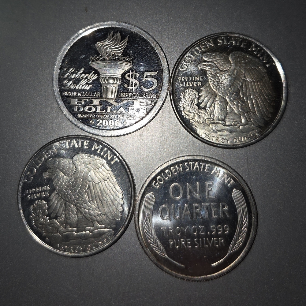 Silver Coin Lot - Golden State Mint One Quarter & $5 Strike